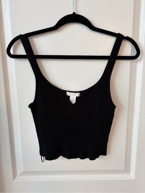 H&M Black Ribbed V-Neck Crop Camisole